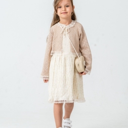 KIZ 6/9 YAŞ DANTEL TRİKO HIRKALI ELBİSE