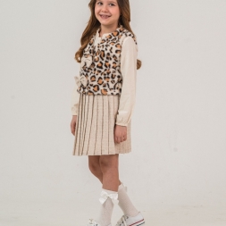 KIZ 6/9 YAŞ FİYONK LEOPAR PELUŞ TAKIM