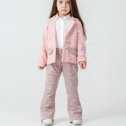 KIZ 6/9 YAŞ LEOPAR PANTALONLU CEKETLİ ÜÇLÜ TAKIM