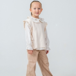 KIZ 6/9 YAŞ YAKA ÇİÇEKLİ FIRFIRLI  ÜÇLÜ TAKIM