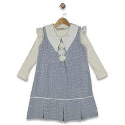 KIZ 7/10 YAŞ PUANTİYELİ GÜLLÜ ELBİSE