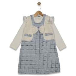 KIZ 7/10 YAŞ SİMLİ EKOSELİ ELBİSE