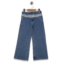 KIZ 7/11 YAŞ KEMERİ DANTELLİ  KOT  PANTOLON