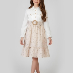 KIZ 9/12 YAŞ CEP DETAYLI KRINKIL ELBİSE