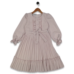 KIZ 9/12 YAŞ KETEN MÜSLİN FIRFIRLI PİLİSELİ GARSON