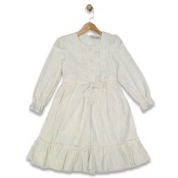 KIZ 9/12 YAŞ  KRİNKIL ÖNÜ FIRFIRLI ELBİSE