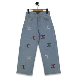 KIZ 9/16 YAŞ BOL PAÇA CC NAKIŞLI KOT PANTALON