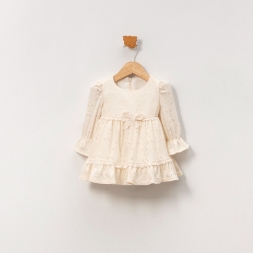 KIZ 9/18 AY KURDELE DETAYLI KIZ ELBİSE