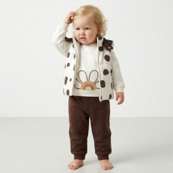 KIZ 9/18 AY PUAN DESENLİ ELYAFLI YELEKLİ 3 LÜ TAKI