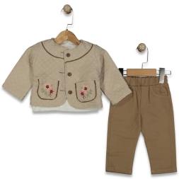 KIZ 9/24 AY CEPLERİ ÇİÇEK İŞLEMELİ 3LÜ TAKIM