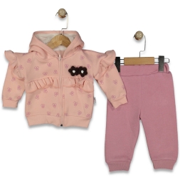 KIZ 9/24 AY ÇİÇEK AKSESUARLI ŞARDONLU TAKIM