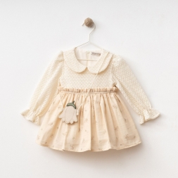 KIZ 9/24 AY ÇİÇEKLİ MÜSLİN ELBİSE