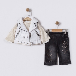 KIZ 9/24 AY ÇOK CEPLİ ŞİŞME YELEKLİ DÖRTLÜ TAKIM