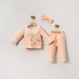 KIZ 9/24 AY DANTEL YAKALI BANDANALI 3’LÜ KIZ TAKIM