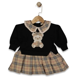 KIZ 9/24 AY FİYONKLU AYI EKOSE ETEKLİ ELBİSE