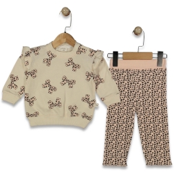 KIZ 9/24 AY FİYONKLU LEOPAR BASKILI  TAKIM