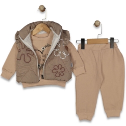 KIZ 9/24 AY FLOWER POWER YELEKLİ 3LÜ TAKIM