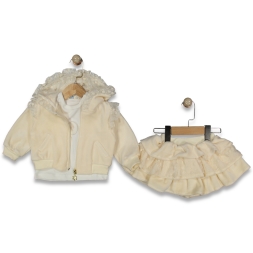 KIZ 9/24 AY KADİFE ETEK KAPŞ HIRKA BADİ 3\'LÜ TAKIM