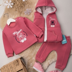 KIZ 9/24 AY KİRAZ BASKILI KIŞLIK TAKIM