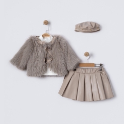 KIZ 9/24 AY KURDELE DETAYLI PELUŞLU DERİ ETEKLİ ŞA