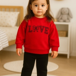 KIZ 9/24 AY LOVE NAKIŞLI OMUZ BÜZGÜLÜ İKİLİ TAKIM