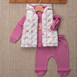 KIZ 9/24 AY MİKRO AYI BASKILI AYLIK TAKIM