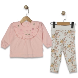 KIZ 9/24 AY ÖNLÜK YAKA ÇİÇEK İŞLEMELİ 2Lİ TAKIM