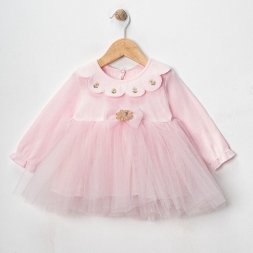 KIZ 9/24 AY PAPATYA YAKA ELBİSE