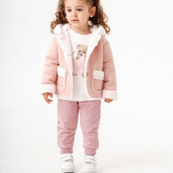 KIZ 9/24 AY PELUŞ CEPLİ SÜET MONTLU 3LÜ KIZ TAKIM