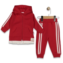 KIZ 9/24 AY ŞERİT DETAYLI ŞARDONLU 3LÜ TAKIM