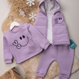 KIZ 9/24 AY SMİLE BASKILI KIŞLIK TAKIM