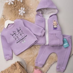 KIZ 9/24 AY TAVŞAN BASKILI KIŞLIK KIZ TAKIM