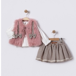 KIZ 9/24 AYBASKILI BADİ ŞERİTLİ PELUŞ YELEKLİ