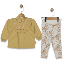 KIZ 9/24 ÖNLÜK YAKA ÇİÇEK İŞLEMELİ TAKIM