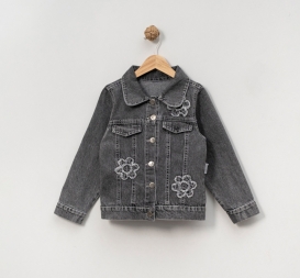 KIZ ÇOCUK 5-8 YAŞ PAPATYA TEMA NAKIŞLI KOT CEKET