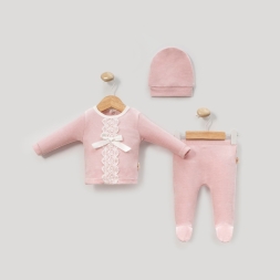 KIZ 3/6 AY BRODE DANTELLI KADIFE 3 LU TAKIM