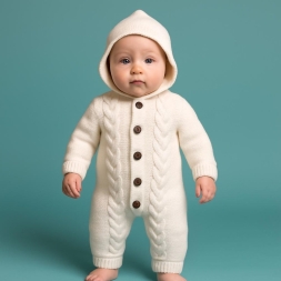 UNISEX 6/12 AY KALIN SAÇ ÖRGÜ KAPÜŞONLU TULUM