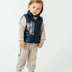 ERKEK 9/24 AY BURBERRY YELEKLİ TAKIM