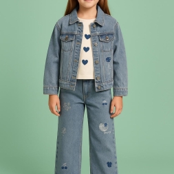 KIZ 6/9 YAŞ BÜYÜK FİYONKLU KOT TAKIM