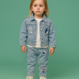 KIZ 9/24 AY KALP TAVŞAN BASKILI KOT TAKIM