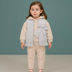 KIZ 9/24 AY ÇİÇEK NAKIŞLI YELEKLİ TAKIM