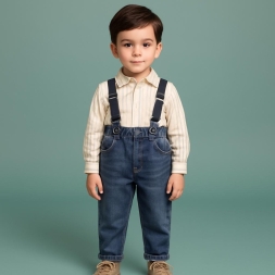 ERKEK 6/24 AY ABRA ÇİZGİLİ GÖMLEKLİ KOT 2Lİ TAKIM