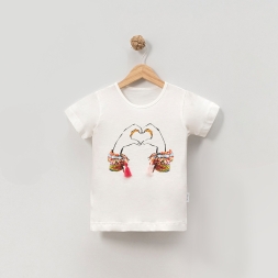 OVERDO KIZ ÇOCUK KALP BASKILI TİŞÖRT