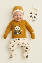 PANDA DESEN 5\'Lİ YENİDOĞAN ZIBIN SET(0-3 AY)