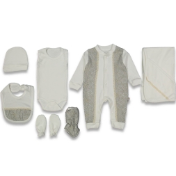 KIZ 1/1 AY KENAR DANTELLİ 7 Lİ HASTANE ÇIKIŞ SETİ