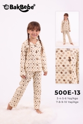 BAKBEBE 500E-13/1- PUANLI KIZ ÇOCUK PİJAMA TAKIMI
