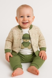 ERKEK ERKEK/ERKEK AY ŞAPKALI AYI 3\'LÜ HIRKA TAKIM