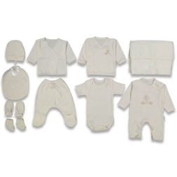 ERKEK 3/3 AY EKRU TRİKOLU 10 PARÇA ZIBIN SETİ