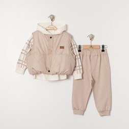 ERKEK 9/24 AY KOLLARI KARE BASKILI ÜÇLÜ TAKIM