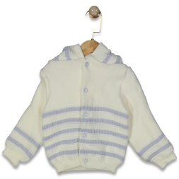 UNISEX 12/24 AY KAPŞONLU ÇİZGİLİ TRİKO HIRKA